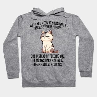 When You Meow at Your Owner Because You're Hungry funny cat meme Hoodie